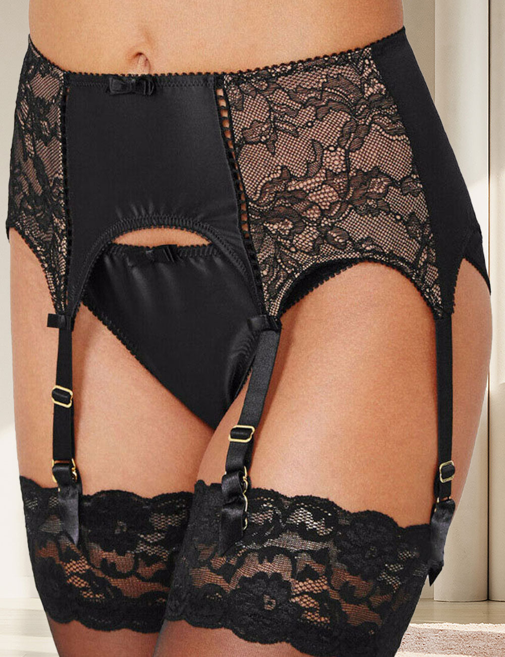 Women Plus Size High Waist Lace Garter Belts