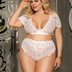 Women Plus Size High Waist Multicolor Lace Sexy Bra Set-3