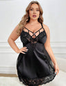 Women Plus Size Hollow Out Lace Plus Size Babydoll Dress | PRUSES