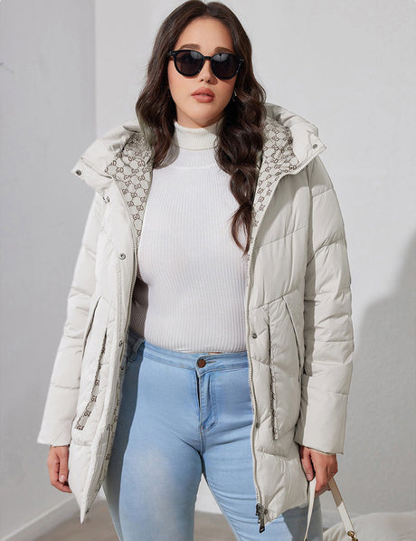 Women Plus Size Hooded Padded Coat