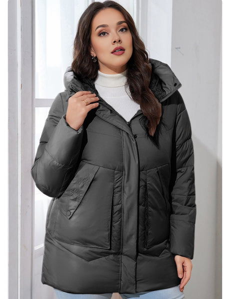 Women Plus Size Hooded Padded Coat