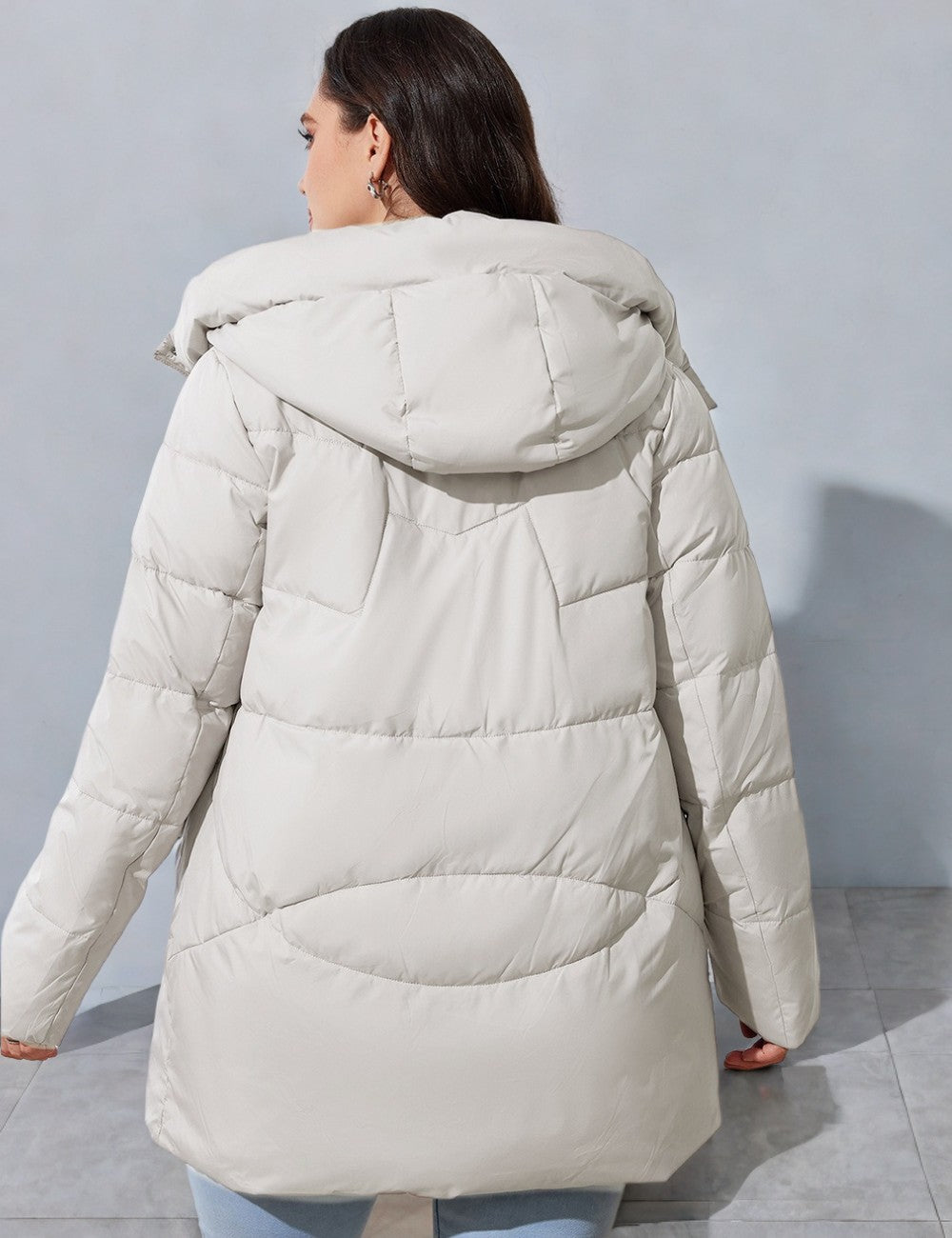 Women Plus Size Hooded Padded Coat