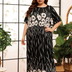 Women Plus Size Ice Silk Print Swing Dress-1