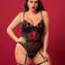 Women Plus Size Lace And Garter Bodysuit-1