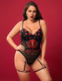 Women Plus Size Lace And Garter Bodysuit-1