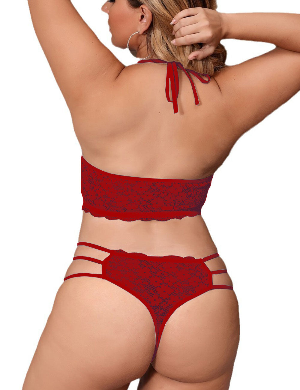 Women Plus Size Lace Black Lace Bra Set 2