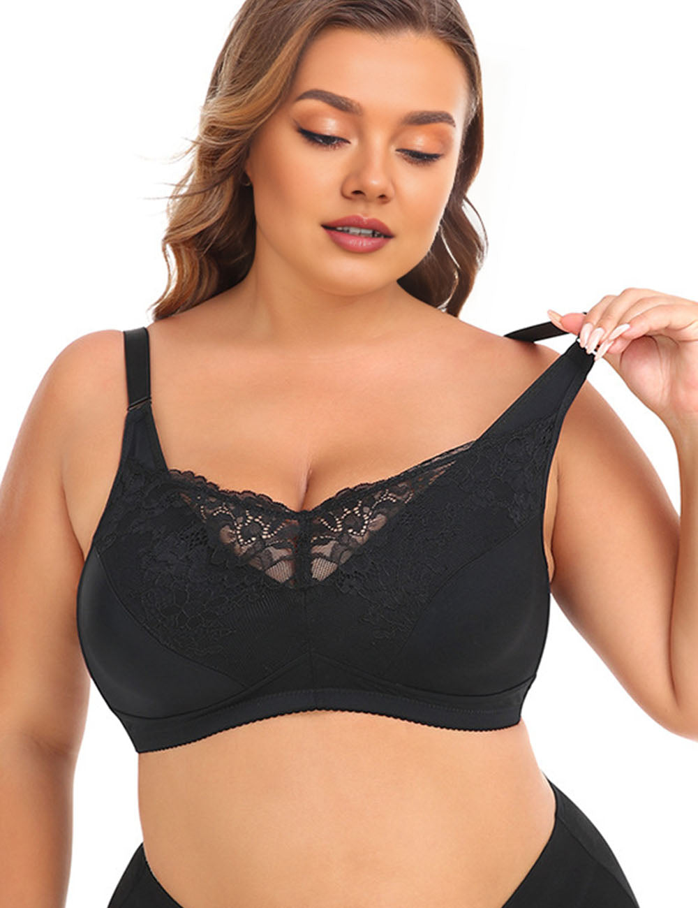 Women Plus Size Lace Desire Wireless Bra | PRUSES-3