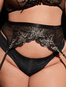 Women Plus Size Lace Embroidered Garter Belt-1