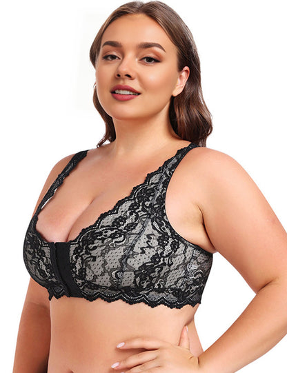 Women Plus Size Lace Front-Closure Bra | PRUSES-2