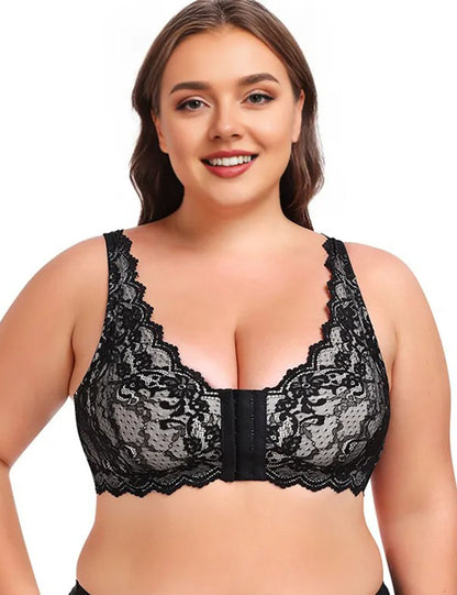 Women Plus Size Lace Front-Closure Bra | PRUSES