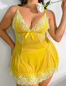 Women Plus Size Lace Hem Babydoll