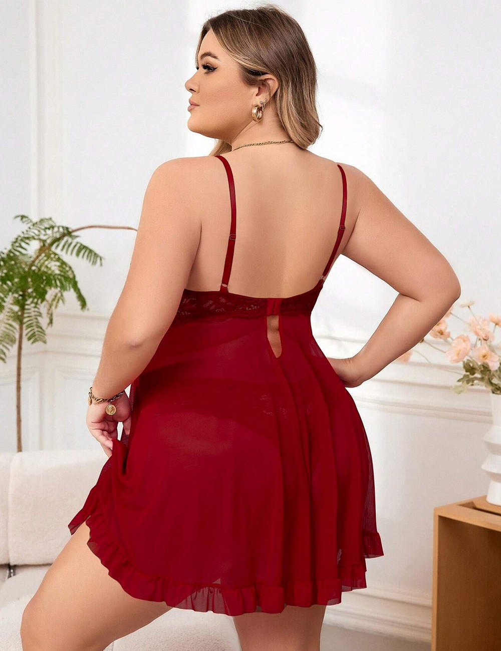 Women_Plus_Size_Lace_Mesh_See-through_Suspender_Babydoll_PRUSES_8