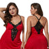 Women Plus Size Lace Modal Sleepwear V-Neck Full Slip Sleep Babydoll-4