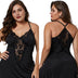 Women Plus Size Lace Modal Sleepwear V-Neck Full Slip Sleep Babydoll-6
