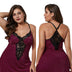 Women Plus Size Lace Modal Sleepwear V-Neck Full Slip Sleep Babydoll-7