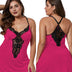 Women Plus Size Lace Modal Sleepwear V-Neck Full Slip Sleep Babydoll-9