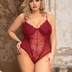 Women Plus Size Lace Sexy Bodysuit Nightwear-4