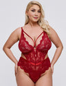 Women Plus Size Lace Strappy Cutout Bodysuit
