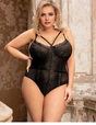 Women Plus Size Lace Teddy Lingerie Bodysuit With Snap Bottom-1
