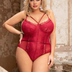 Women Plus Size Lace Teddy Lingerie Bodysuit With Snap Bottom-2