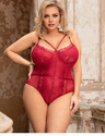 Women Plus Size Lace Teddy Lingerie Bodysuit With Snap Bottom-2