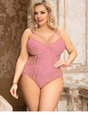 Women Plus Size Lace Teddy Lingerie Bodysuit With Snap Bottom-3