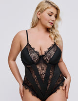 Women Plus Size Lace Temptation Bodysuit