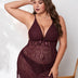 Women Plus Size Lace Transparent Nightgown-8