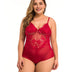 Women Plus Size Lace V Neck Bodysuit