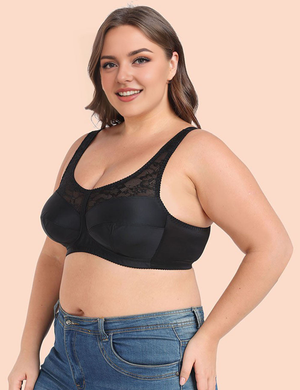 Women Plus Size Lace Wide Strap Bra | PRUSES
