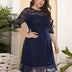 Women Plus Size Ladies Plus Size Round Neck Lace Dress-2