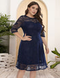 Women Plus Size Ladies Plus Size Round Neck Lace Dress-2