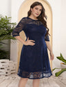 Women Plus Size Ladies Plus Size Round Neck Lace Dress-2