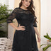 Women Plus Size Ladies Plus Size Round Neck Lace Dress-3