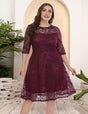 Women Plus Size Ladies Plus Size Round Neck Lace Dress
