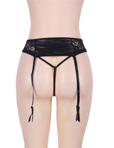 Women Plus Size Leather Lace Panty Garter Belts-5