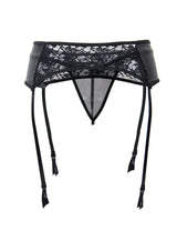 Women Plus Size Leather Lace Panty Garter Belts-6