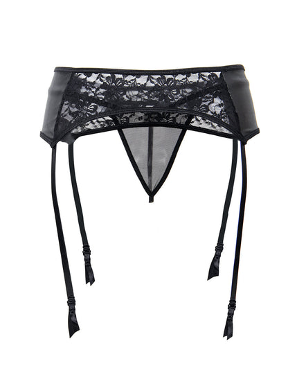 Women Plus Size Leather Lace Panty Garter Belts-6