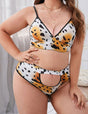 Women Plus Size Leopard Print Bra Set