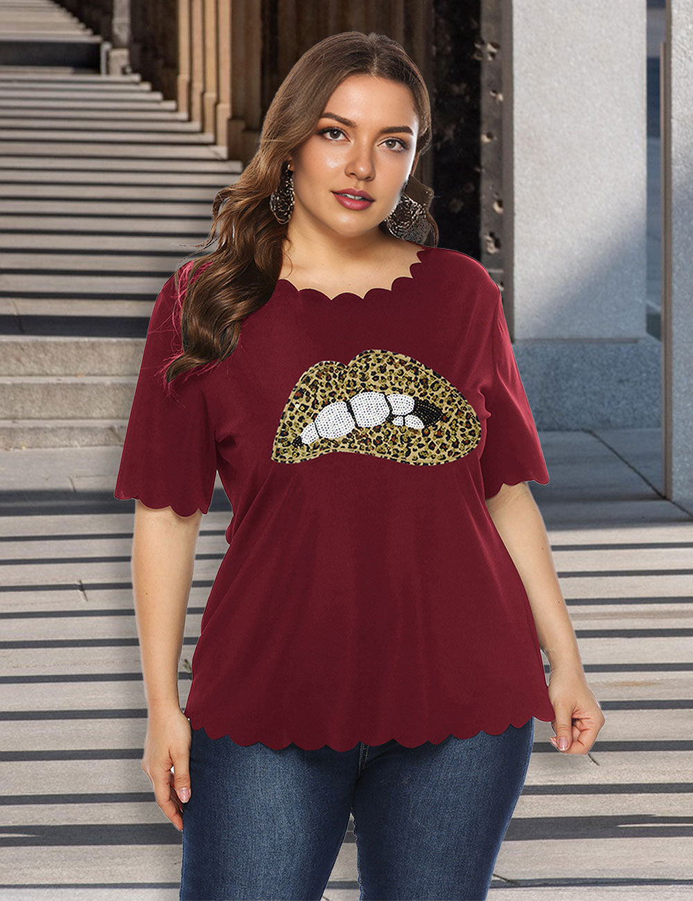 Women_Plus_Size_Leopard_Print_Lip_Wavy_Edge_T-Shirt_PRUSES_4
