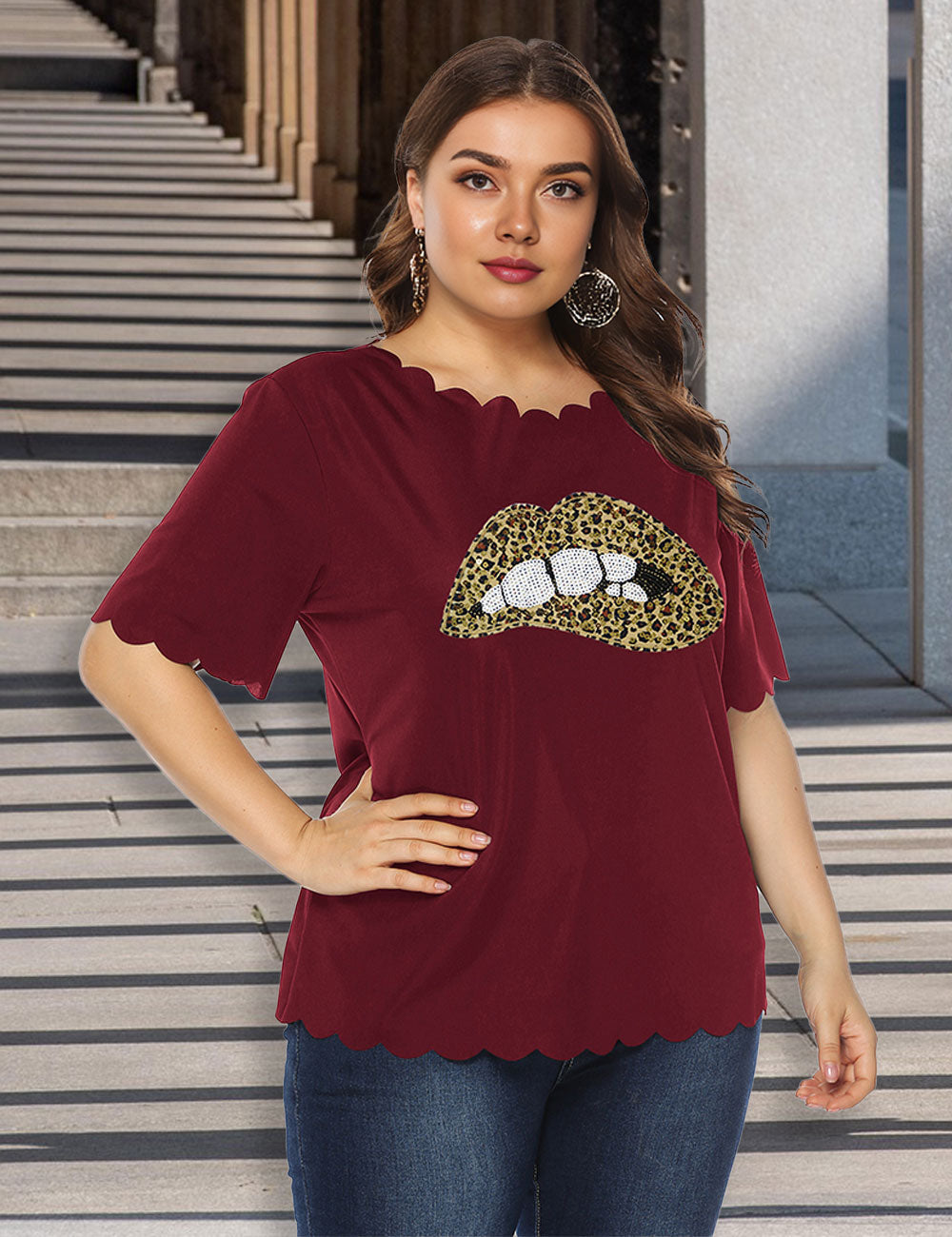 Women_Plus_Size_Leopard_Print_Lip_Wavy_Edge_T-Shirt_PRUSES_6