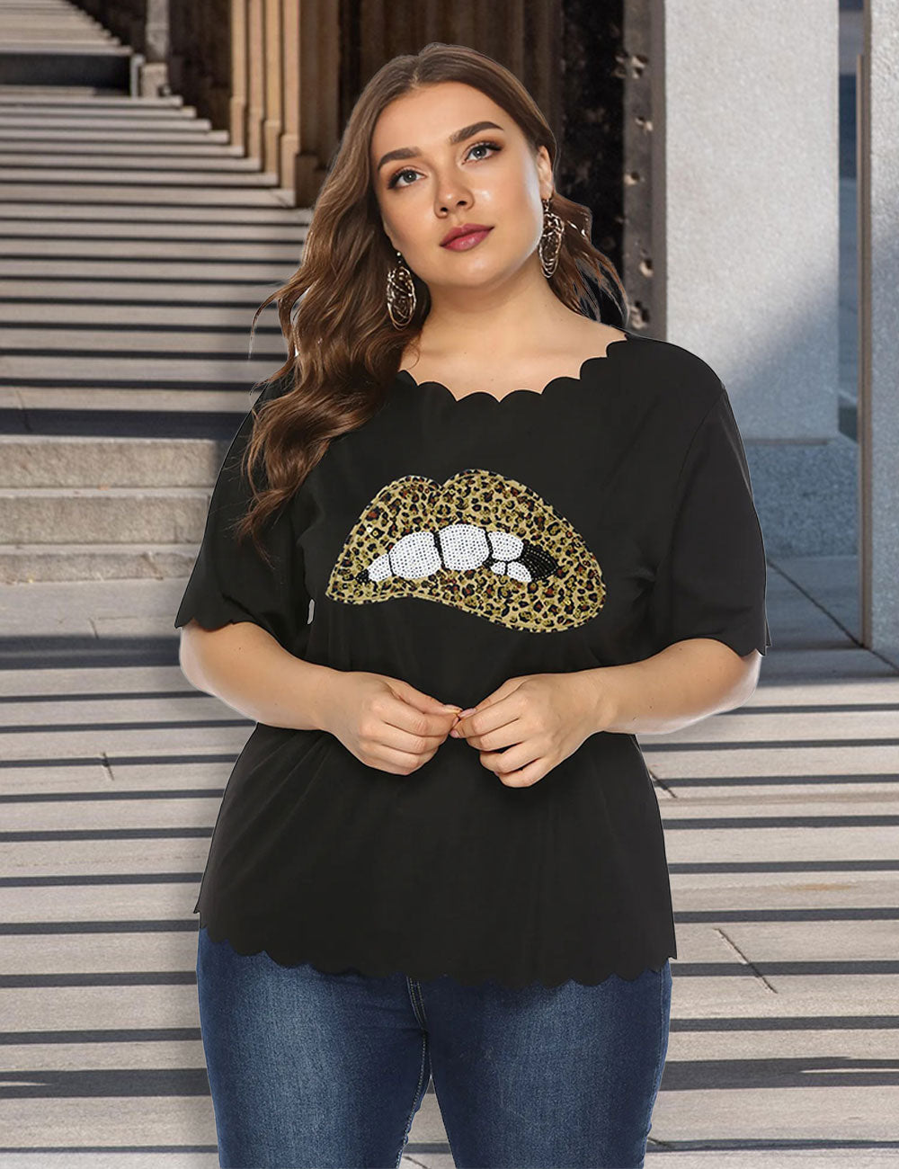 Women_Plus_Size_Leopard_Print_Lip_Wavy_Edge_T-Shirt_PRUSES_8