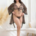 Women Plus Size Leopard Print Mesh Temptation Three-piece Passion Robe-4