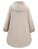 Women Plus Size Light Beige Hooded Windbreaker Coat