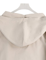 Women Plus Size Light Beige Hooded Windbreaker Coat