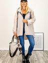 Women Plus Size Light Beige Hooded Windbreaker Coat