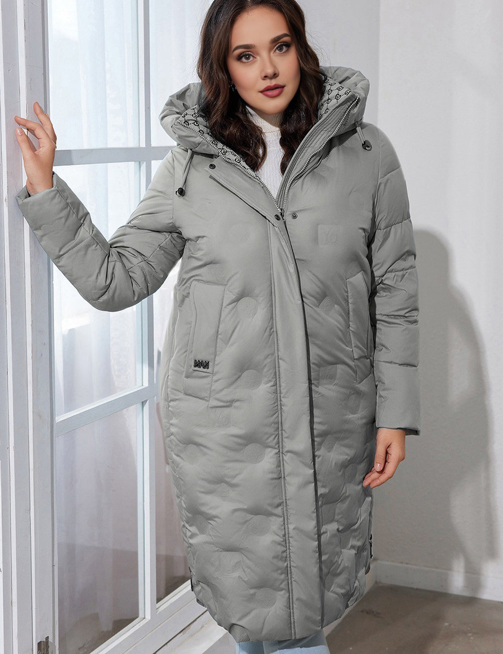 Women Plus Size Long Hooded Padded Coat
