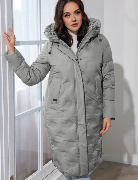 Women Plus Size Long Hooded Padded Coat