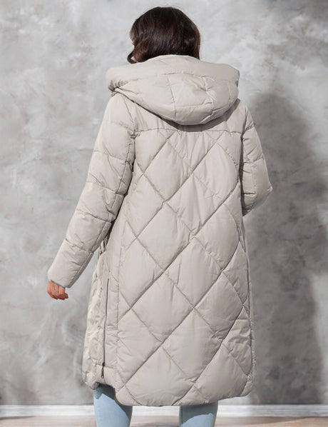 Women Plus Size Long Hooded Padded Coat