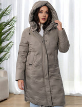 Women Plus Size Long Hooded Padded Coat